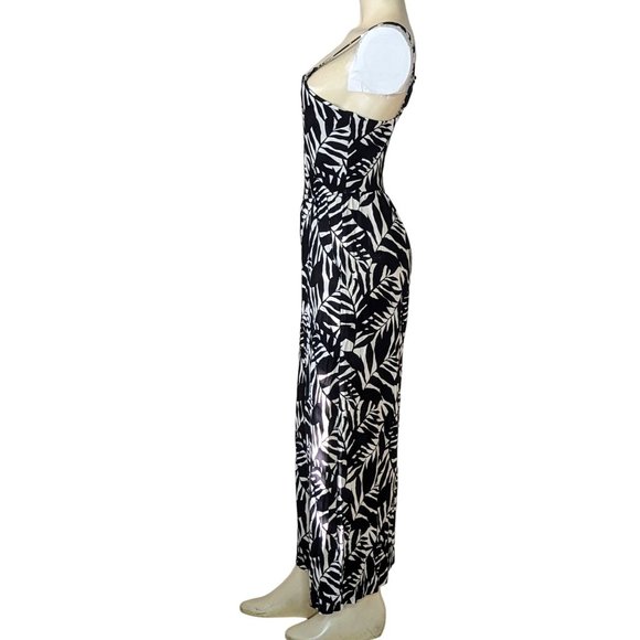 Old Navy Black and White Palm Print Jumpsuit Size Women Medium - Picture 4 of 12